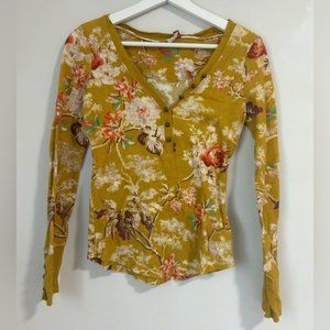 Pilcro Floral Yellow long sleeve blouse